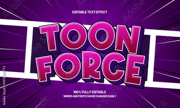 Fototapeta toon force editable text effect with a comic and fun text style
