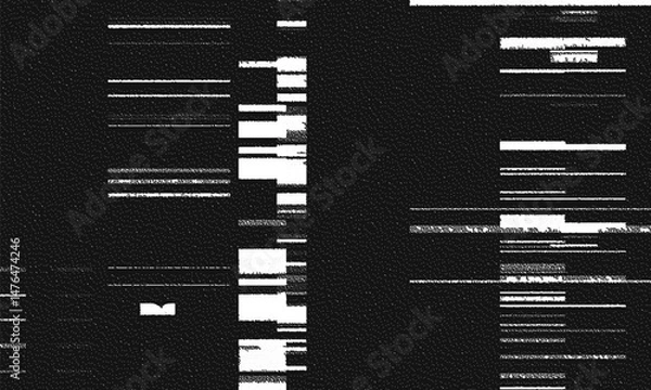 Fototapeta Glitch background. VHS grunge texture with noise effect and pixelation. Analog video digital errors. Retro pixel backdrop. Vector illustration.