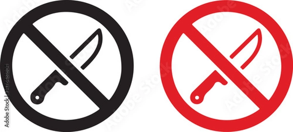 Fototapeta No Knife Weapon Forbidden Sign Icon Set