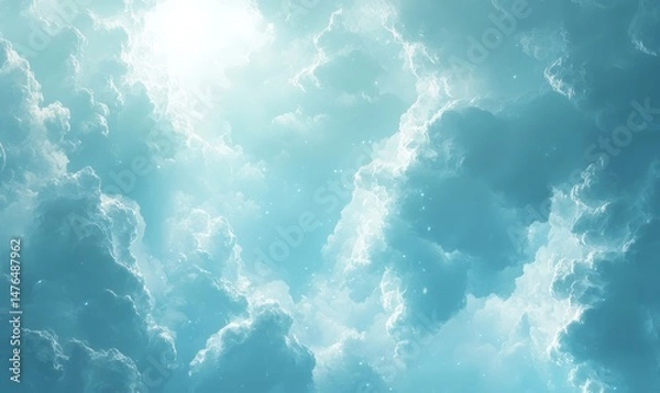 Fototapeta Light Blue Digital Background, Generative AI