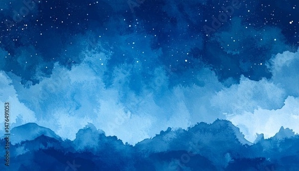 Fototapeta 絵本の様な可愛い星空背景