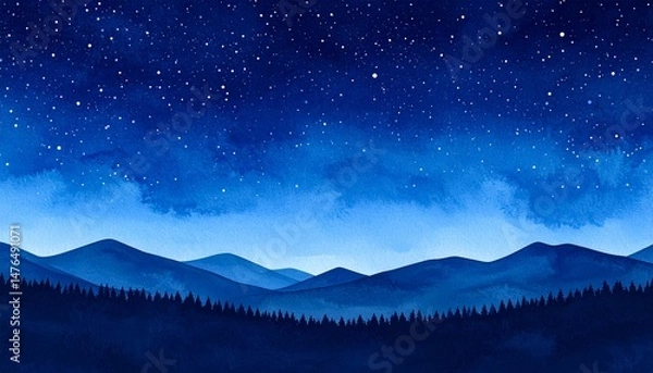 Fototapeta 綺麗な星空と山の背景