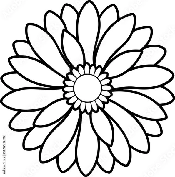 Fototapeta Simple Daisy Flower Outline Drawing for Coloring and Design