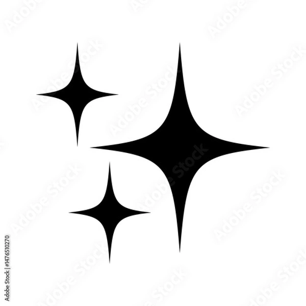 Fototapeta Sparkles emoji icon, shiny flashes of three cluster black star vector