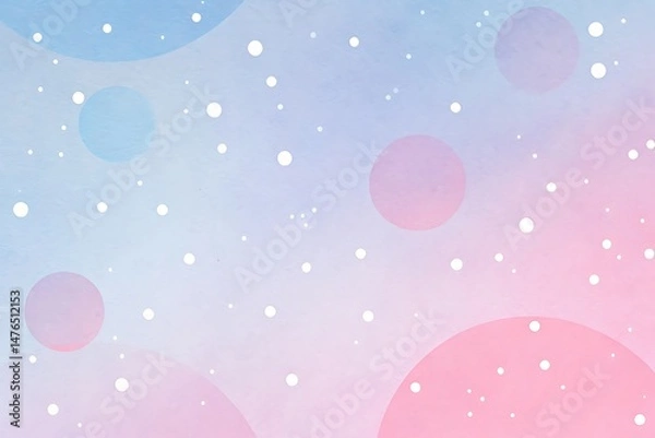 Fototapeta Pastel Pink and Blue Watercolor Background with Circles and Dots