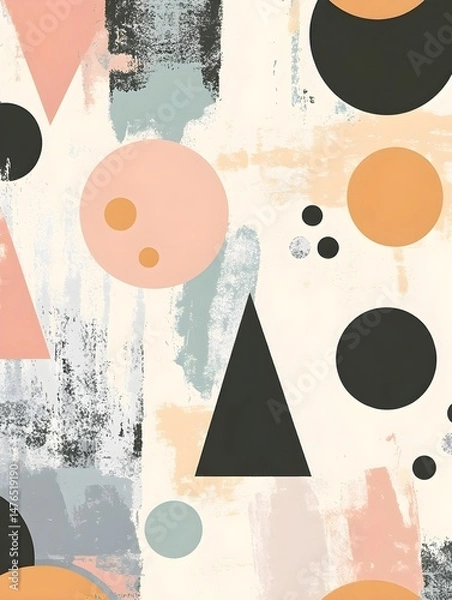 Obraz Geometric Abstract Pattern in Pastel Colors, Generative AI