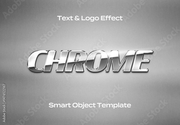 Fototapeta Chrome Metal Text Logo Style Effect Mockup Logotype Template Shape