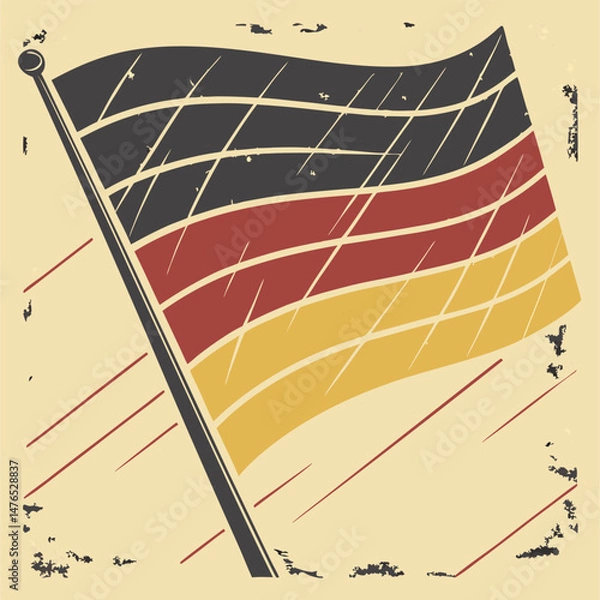 Fototapeta German Flag Vector Illustration with Distressed Vintage Texture Black Red Gold Stripes Patriotic Symbol Generative ai