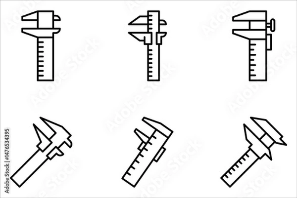 Fototapeta Vernier caliper icon set. sign for mobile concept and web design on white background