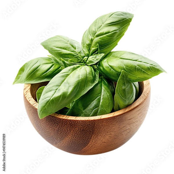 Fototapeta basil in a pot isolated on transparent background, clipping path, png