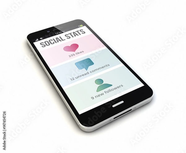 Obraz smartphone social stats