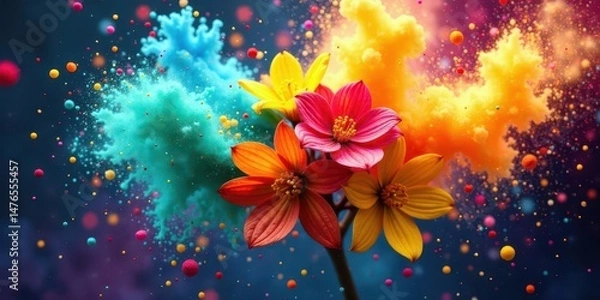 Fototapeta Vibrant Blooms Exploding with Color in a Symphony of Hues and Dynamic Energy