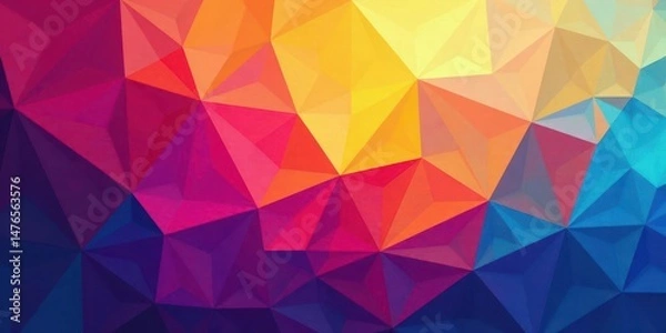 Obraz Abstract Colorful Geometric Low Poly Background Design Featuring Vibrant Hues and Triangular Shapes