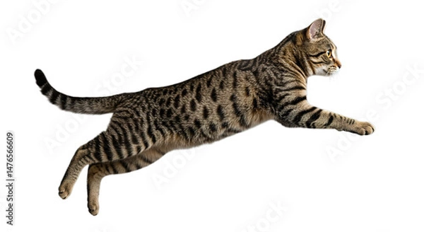 Obraz Jumping cat isolated on white or transparent background PNG