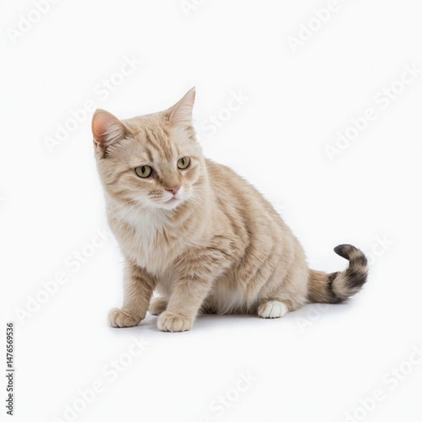 Fototapeta Beautiful brown little kitten isolated on white