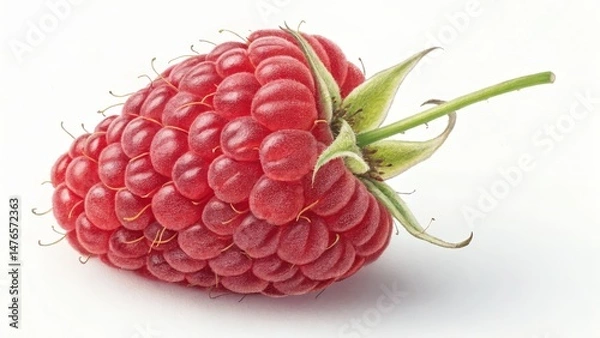 Obraz Single Raspberry Close-up Studio Shot, Red Berry, Aggregate Fruit, Food Photography Raspberry, Berries