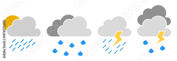 Obraz cloud rain icon sheet vector symbol of weather simple design illustration