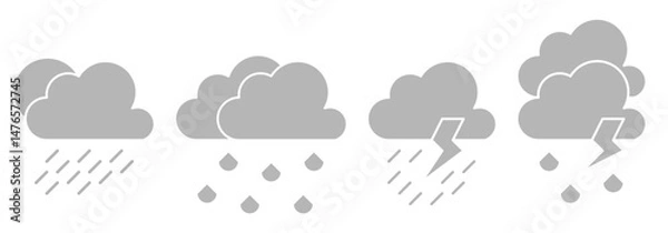 Obraz cloud rain icon sheet vector symbol of weather simple design illustration