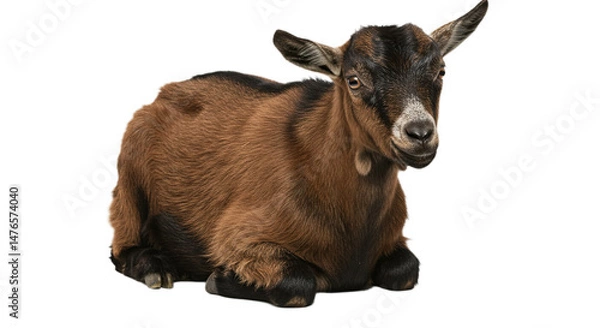 Obraz Goat sitting relax isolated on white or transparent background PNG