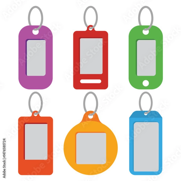 Fototapeta Key tags vector cartoon set isolated on a white background.