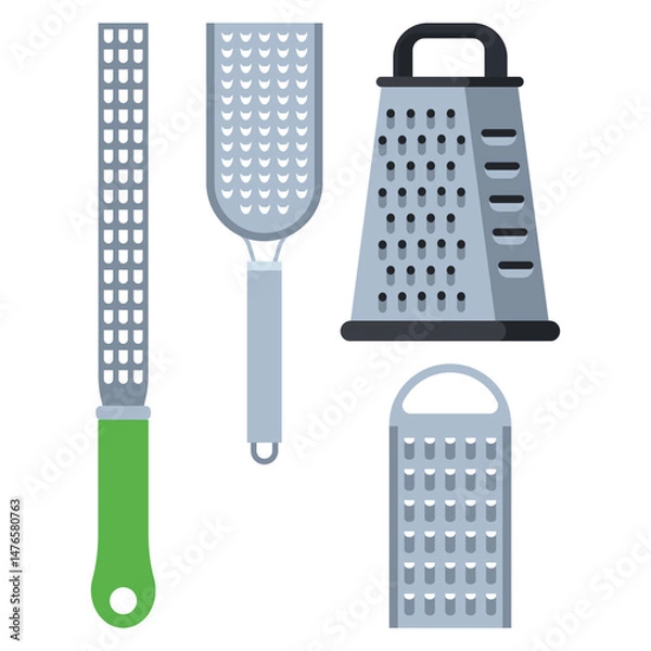 Fototapeta Graters vector cartoon set isolated on a white background.