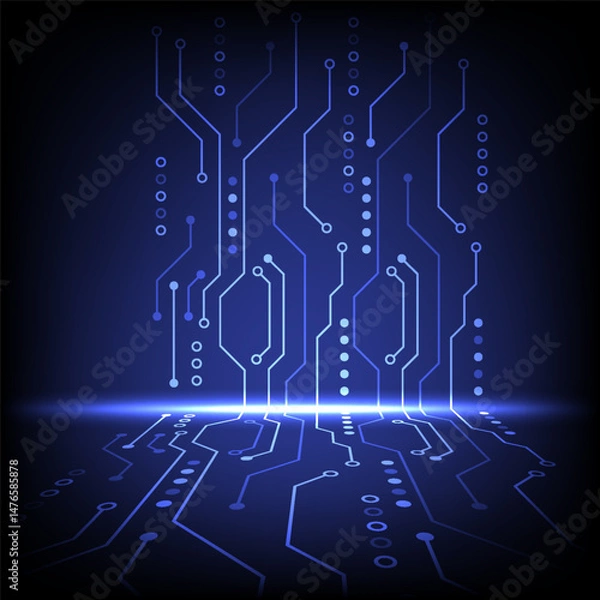 Obraz Digital circuit background technology concept. Design for  board digital, network, machine learning.