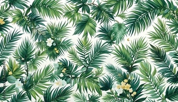 Obraz Pattern Leaf Background with Green Plant Tree Abstract Palm Floral Wallpaper and Jungle Foliage Art Design