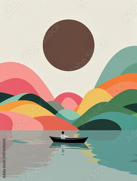 Obraz boat on a lake vector