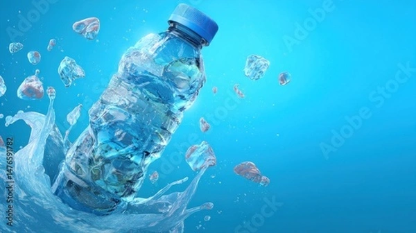 Fototapeta Refreshing water bottle in motion