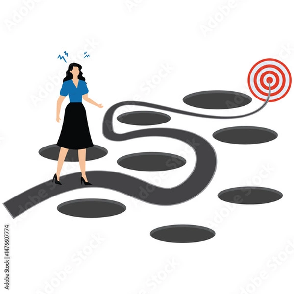 Obraz Avoid pitfall Planning and obstacle avoidance concept, business failure, skill and creativity to solve problem with many pitfalls to achieve business success