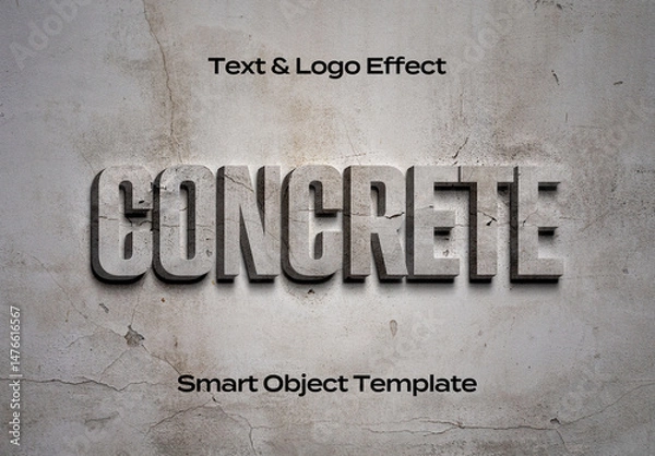 Fototapeta Concrete Texture Stone 3D Text Logo Style Effect Mockup Logotype Template Shape