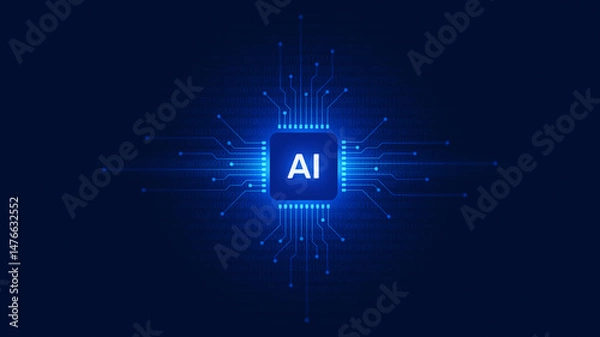 Fototapeta AI Artificial Intelligence Technology with Digital Computer AI Chip Circuit Data System.