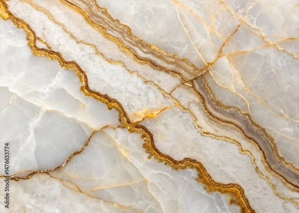 Fototapeta Elegant White Marble with Golden Veins A Luxurious Stone Texture