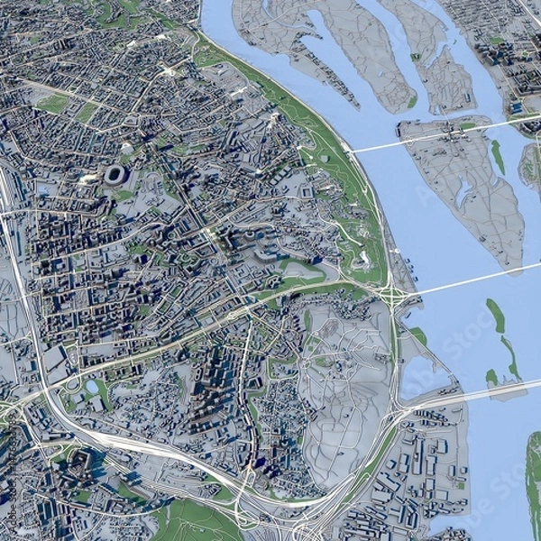 Fototapeta Cityscape Kyiv Ukraine, 3D Rendering