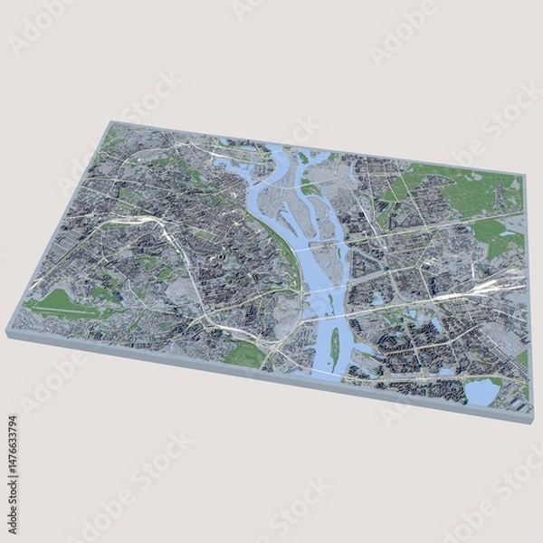 Fototapeta Cityscape Kyiv Ukraine, 3D Rendering