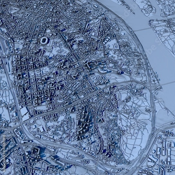 Fototapeta Cityscape Kyiv Ukraine, 3D Rendering
