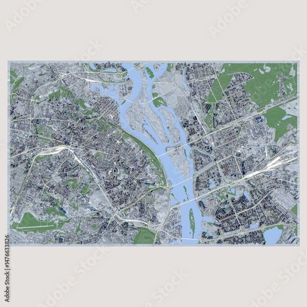 Fototapeta Cityscape Kyiv Ukraine, 3D Rendering