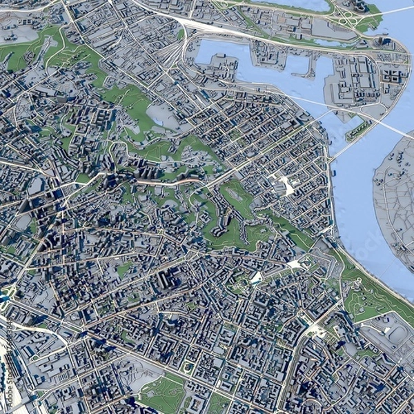 Fototapeta Cityscape Kyiv Ukraine, 3D Rendering