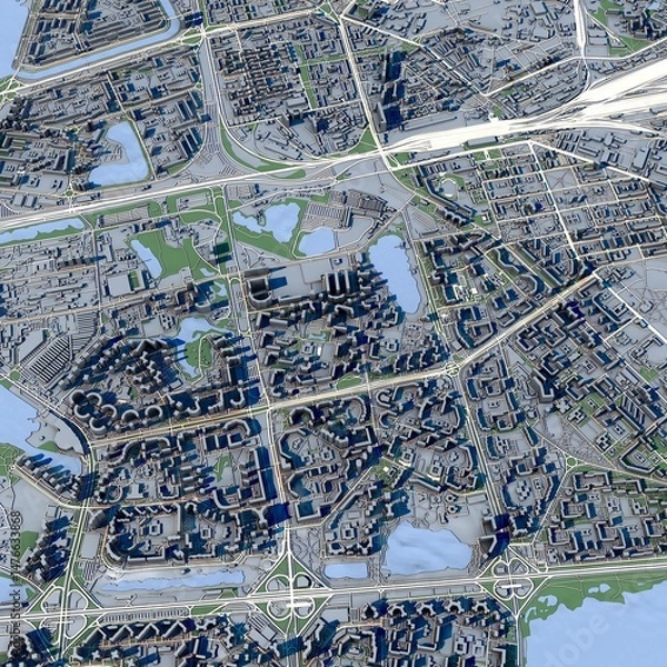 Fototapeta Cityscape Kyiv Ukraine, 3D Rendering