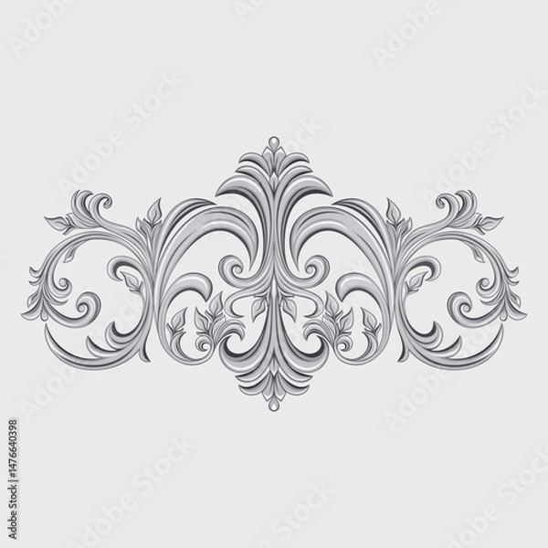 Fototapeta Decorative silver pattern on a light background.