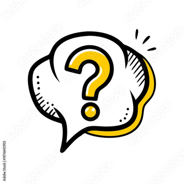 Fototapeta Question mark in speech bubble illustration with playful design  