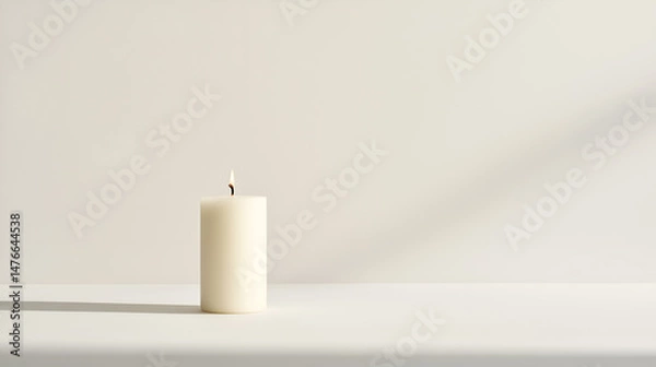 Fototapeta a lit candle casts a serene glow in a peaceful setting, creating a tranquil ambiance