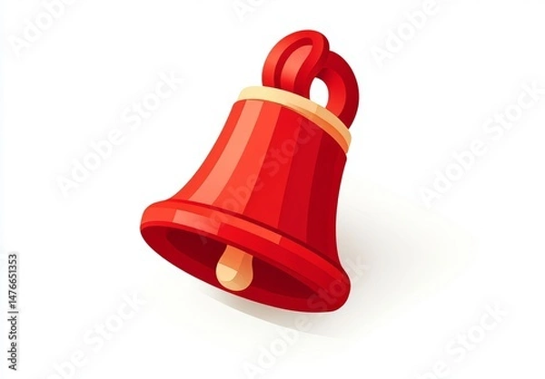 Fototapeta A minimalist design featuring a red bell icon suitable for modern digital interfaces and notifications