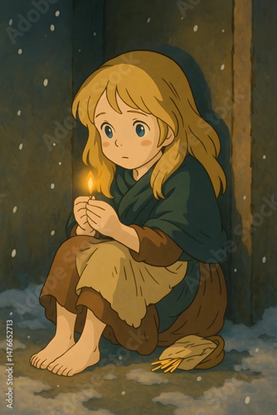 Fototapeta The Little Match Girl, Andersen's fairy tale, generative ai
