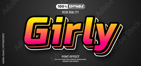Obraz Girly text effect. Editable text effect