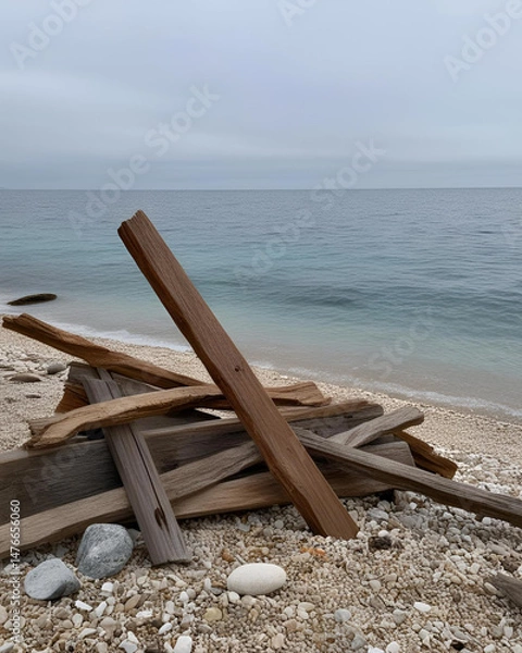 Obraz use of wood waste,wood recycling,wood scraps,wood pieces,wooden debris,wood waste reuse,eco-friendly wood use,wood waste management,wood scraps beach,wooden pieces beach,local beach wood,driftwood,bea