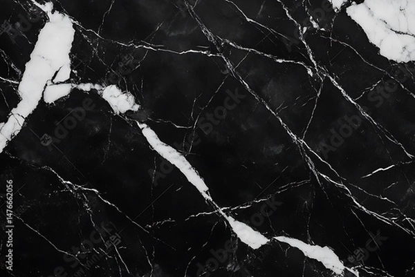 Obraz 
Black white dark abstract pattern background. Marble marbled effect. Cracked vein line. Solid rock stone. Close-up. Design.

