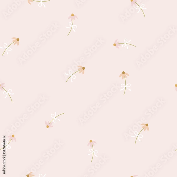 Obraz flowers and bows seamless pattern , vector , illustration
