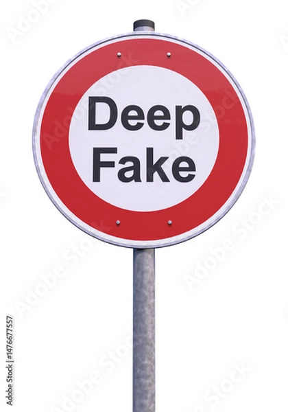 Fototapeta 3d rendering of a prohibition  traffic sign with the message deep fake - banned symbol - isolated.