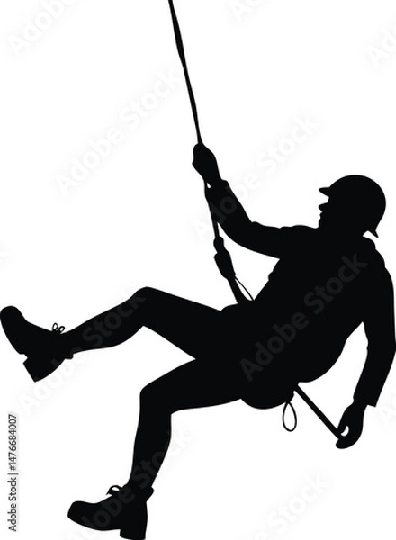 Obraz rappelling man vector silhouette